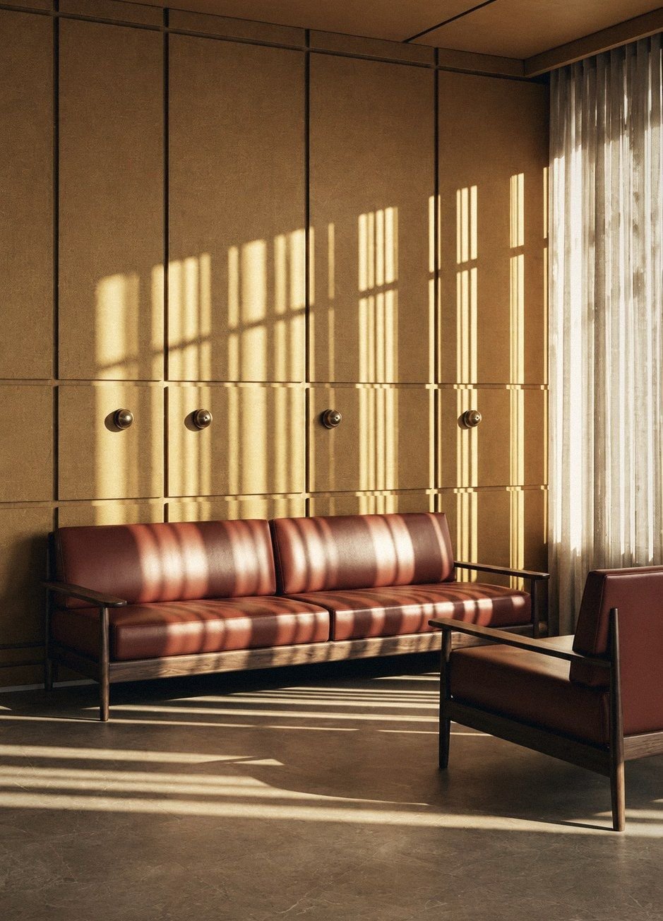 Sunlit lounge with leather seating